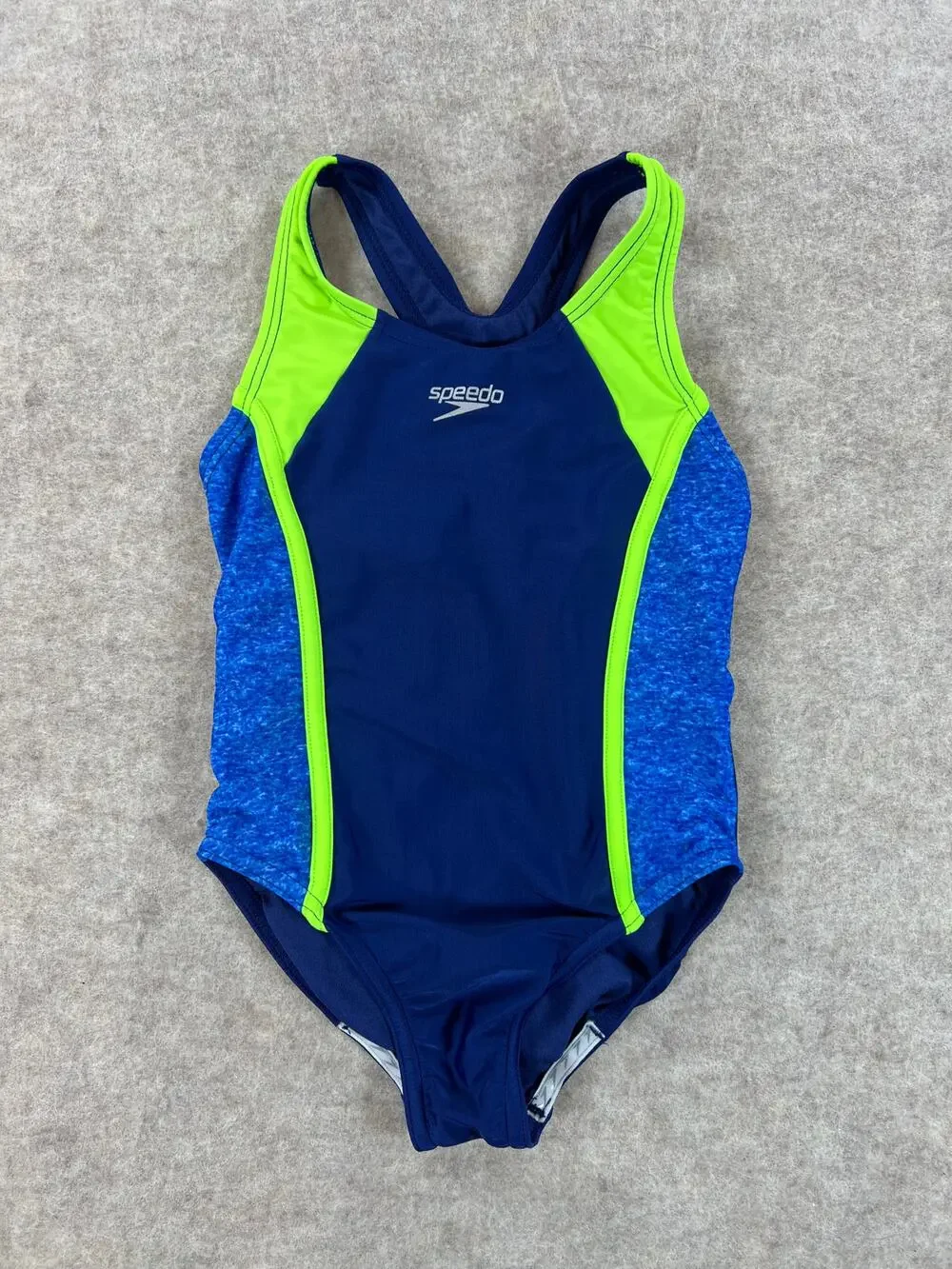 Speedo Girls Racerback One Piece Swimsuit Blue Green XS (5/6)